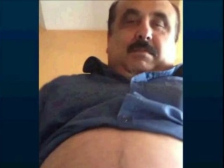 Fat Turkish Grandpa Strokes His Cock